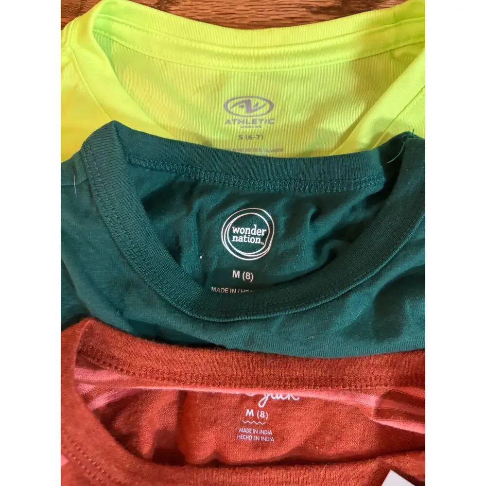 Boys 7/8 M Lot of‎ 3 Long Sleeve Tshirts NEW Basketball Stripes Camping